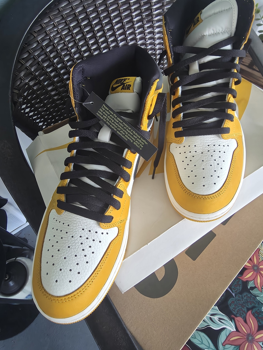 Nike Air High-Top Sneakers in Yellow, White and Black